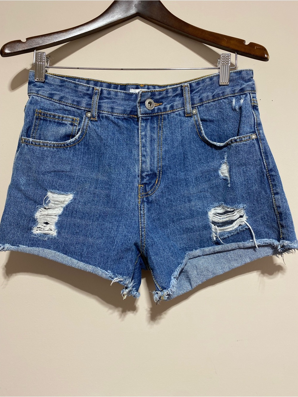 Revolve Avec Les Filles Jean Denim Shorts Distressed Ripped Beach Summer Size 28